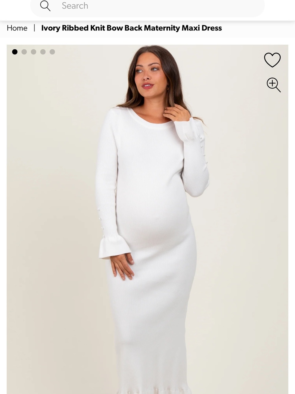 Ivory Ribbed Knit Bow Back Maternity Maxi Dress